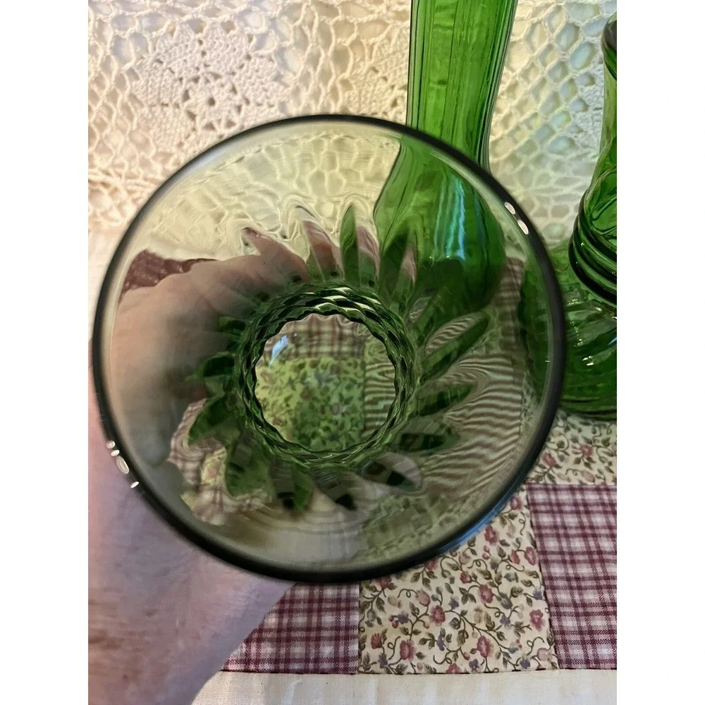 Emerald Green Glass Vase Set 3 Pieces Wedding Vases
